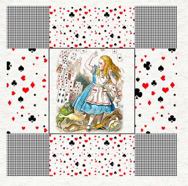 Alice In Wonderland we're all mad Here Fabric Panel Cushion Upholstery Craft 