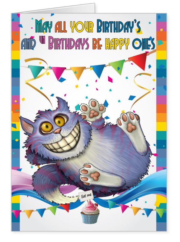 Alice in wonderland un birthday / birthday card, a fun card in various