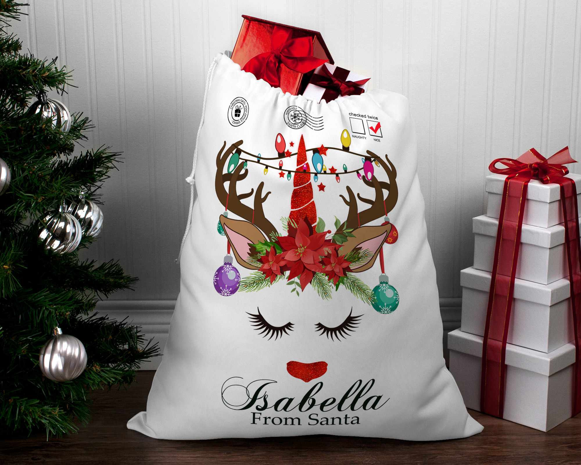 Details about   Personalised Dog Santa Christmas Sack 80cm Personalised Custom Gift 